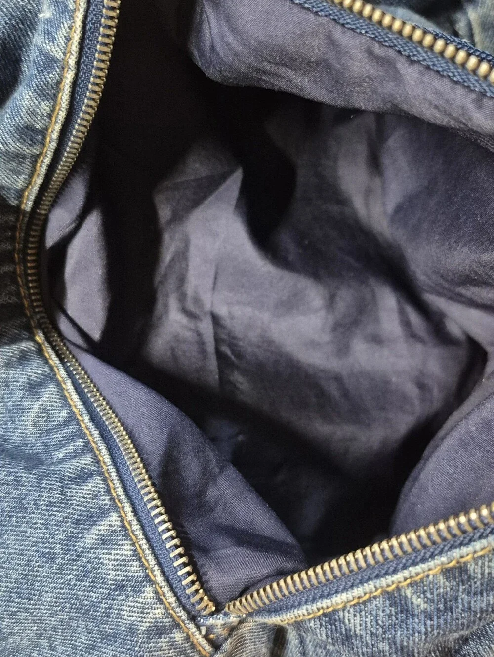 Denim Hobo Crossbody Bag With Leather Trim